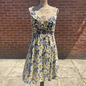 Yellow/gray lined floral dress